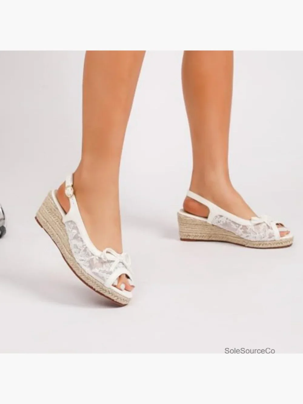 Women's Lace Wedge Espadrille Platform Sandals Slingback Heels